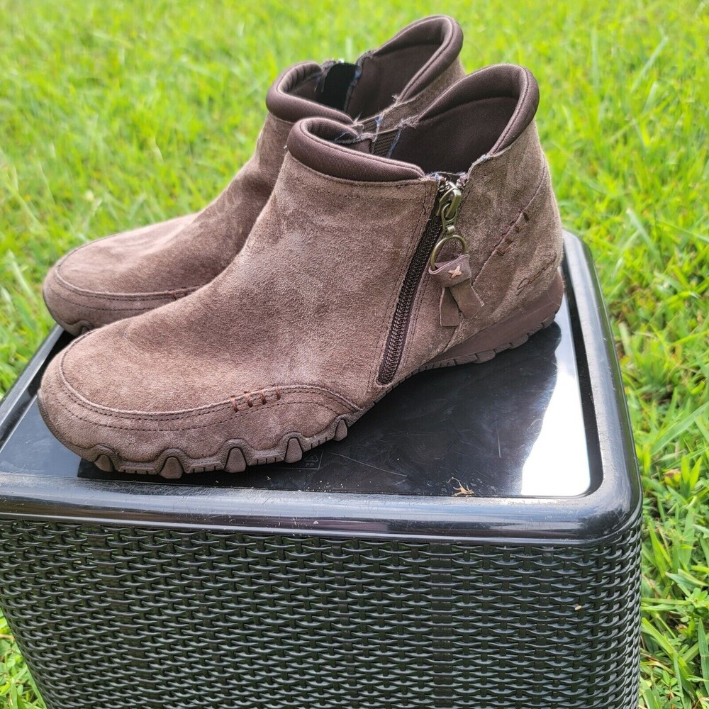 Skechers Zappiest Chocolate Brown Zippered Booties Womens Size 9.5